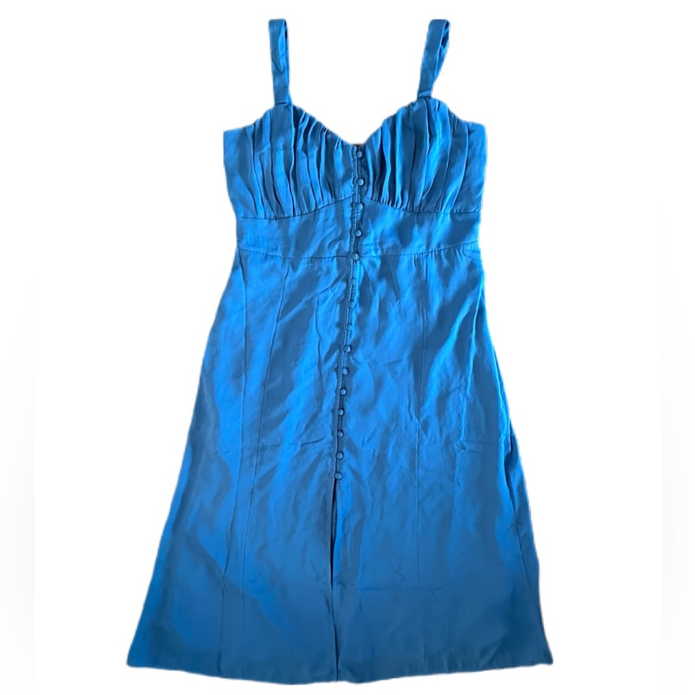 Abercrombie & Fitch Button Through Slim Midi Dress Blue - Women’s L - Picture 7 of 13